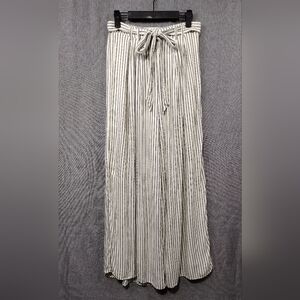 NWOT American Eagle Stripped Wide Leg Pants Women's S Cream Blue Boho Retro
